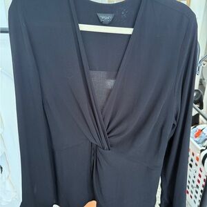 Topshop Black V-Neck Twist Front Top